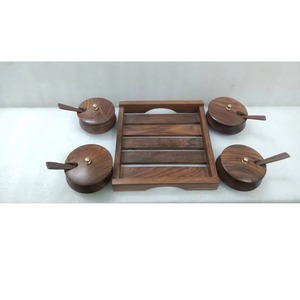 Premium Quality Wooden Spice <b>Box</b> Handmade Natural Wood <b>Masala</b> Dabba with Lid for Kitchen Storage and Use Available For Sale - Product Image 5