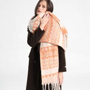 Marken verkauf Kaschmir Wolle Mode Schal Schal Quaste Plaid Warmer Winter Für Frauen Mädchen Schals Coole Verdickung Pashmina Cachec