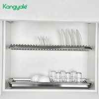 Kangyale Armoire de cuisine Égouttoir à vaisselle mural à 2 niveaux Égouttoir à vaisselle intégré Plateau en acier inoxydable Égouttoir à vaisselle