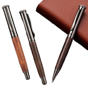 Bolígrafo de Lujo de Fábrica, Metal Plateado y Madera, Alta Calidad, Logotipo Personalizado, Punta de Bola de 0.5mm, Tinta Azul, Uso en Oficina y Escuela, Madera de Palisandro y Sándalo - Product Image 1