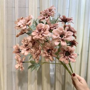 Fleurs artificielles en soie couleur café automnal, rétro, <span class=keywords><strong>mousse</strong></span> moka, pour arrangements floraux de mariage, types de fleurs mélangés, vente en gros - Product Image 6