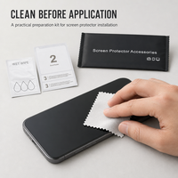 Kit de nettoyage pour protecteurs d'écran avec chiffon en microfibre suédée, lingettes alcoolisées et absorbeur de poussière pour l'installation de films de protection de téléphone – Vente en gros OEM