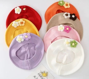 Béret en <span class=keywords><strong>tricot</strong></span> pour bébé, automne et hiver, joli chapeau de peintre pour petite fille, chapeau en laine pour enfants, tendance - Product Image 1