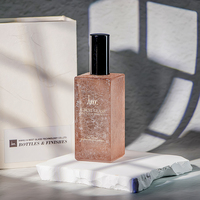 Flacon de parfum vide de luxe rectangulaire 30/50/100 ml, texture effet glace craquelée, en verre à col vissé, atomiseur de parfum, couleur et logo personnalisables