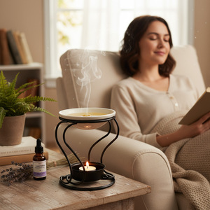 Portacandele in Ferro a Forma <span class=keywords><strong>di</strong></span> S con Vassoio, Candelabro Decorativo in Metallo per Arredamento Casa, Eventi e Regali - Product Image 2