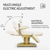 Lit de massage facial électrique commercial moderne pliable en acier inoxydable doré blanc à 3 moteurs, respectueux de la peau