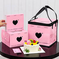Boîte à gâteau d'anniversaire rectangulaire jetable de 6 pouces, style influenceur, en papier écologique, pliable, avec sac isotherme portable