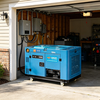 Groupe électrogène diesel portable triphasé 60Hz 10kW, démarrage 12V CC, type silencieux, ATS, protection contre le manque d'huile, alimentation de secours domestique