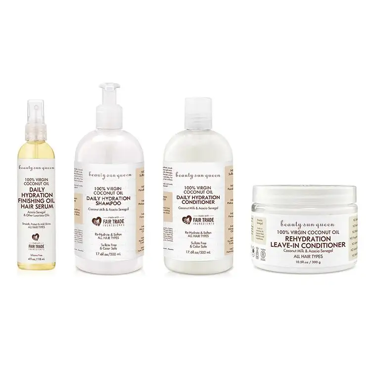 Conjunto de champú de aceite de coco natural para todo el cabello de marca blanca de formulación personalizada