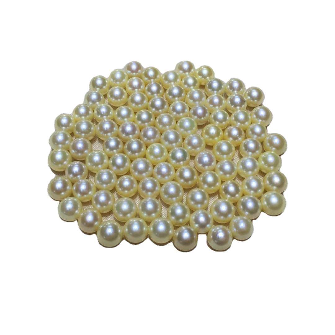 6.5~7mm AAAAA grade Akoya Champagne Gold color Japan Akoya Seawater Gold Pearl with Half Hole Wholesale Loose pearl