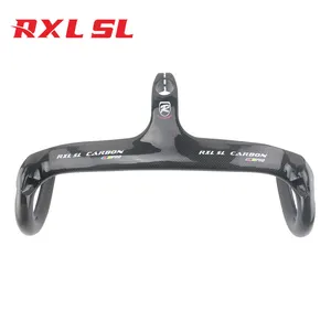 Manillar integrado de carbono RXL SL, barra de caída para bicicleta de ciclismo, 1-1/8 ", 3K, rojo brillante/Negro, 400/420/440mm, manillar de bicicleta de carretera