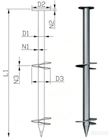 Système de support de montage solaire à vis hélicoïdale Q235 Angels Mount, 2 grandes spirales, pour poteaux de fixation au sol
