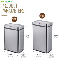 Poubelle intelligente à capteur robuste disponible en |   Acier inoxydable 50L/60L, automatique sans contact pour hôtel et cuisine