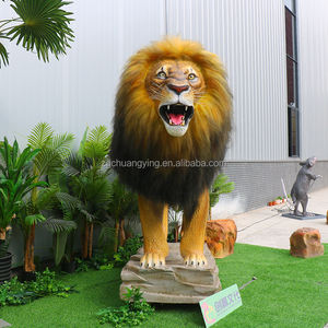 تزيين الحديقة المحفورة محاكاة للحيوانات بالحجم الطبيعي نحت حقيقي للحيوانات المتحركة ملك الأسد للسفاري - Product Image 3