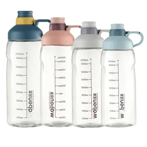 Woben Botol Minum Pelangi 2L定制便宜中国批发标志健身房大型户外运动水瓶