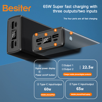Batterie externe portable 65W à charge rapide 30000mAh avec écran LED pour utilisation en extérieur et compatibilité universelle