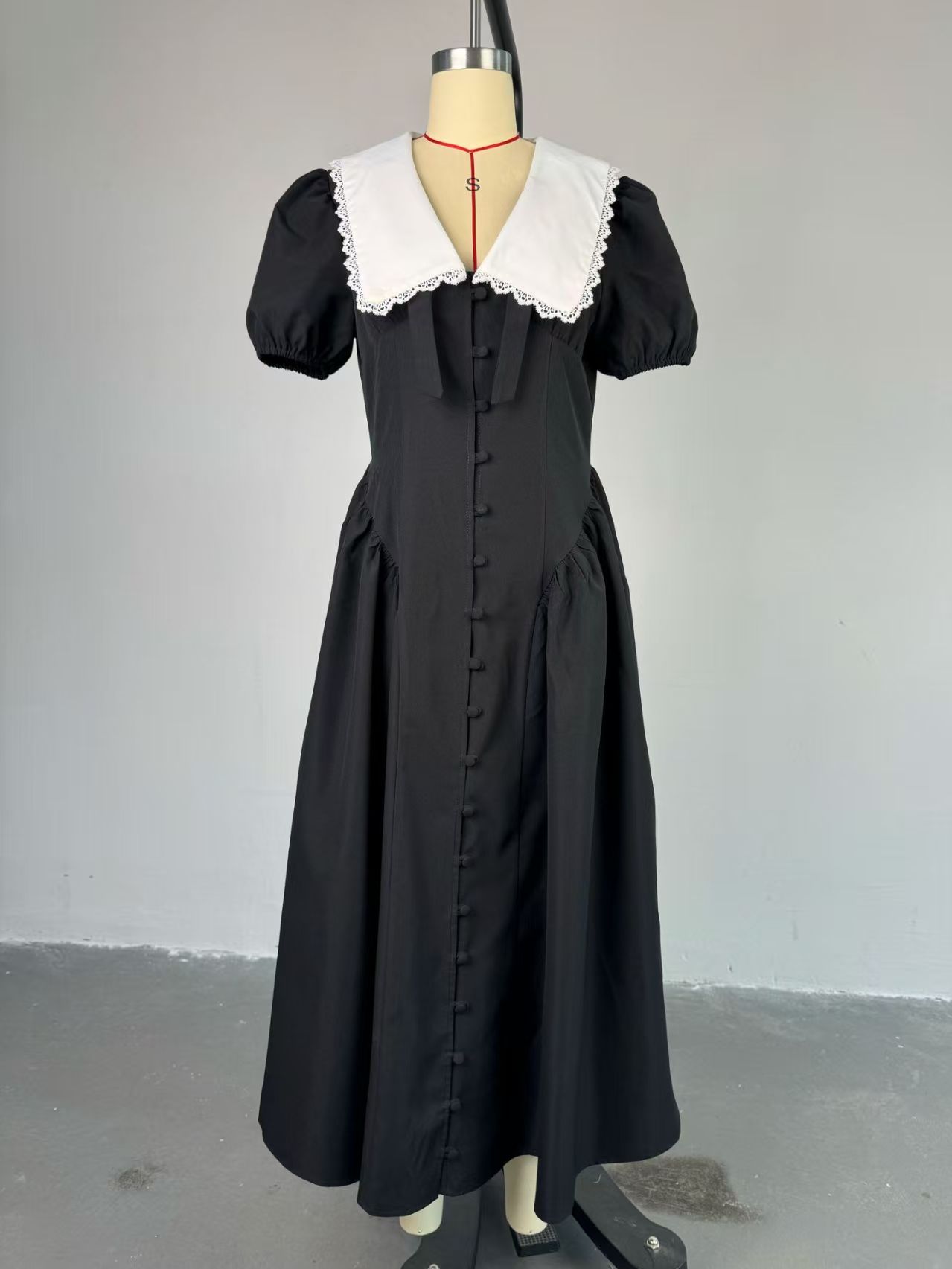 Wholesale Elegant Dress for Women Peter Pan Collar Dress Bubble Sleeve High-waist Single Breasted Women Midi Dress| Alibaba.com Wholesale Elegant Dress for Women Peter Pan Collar Dress Bubble Sleeve High-waist Single Breasted Women Midi Dress| Alibaba.com