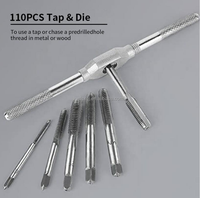 Kit de taraudage et de filetage professionnel en acier au carbone, 40 ou 110 pièces, métrique et SAE, M2-M18 M3-M12