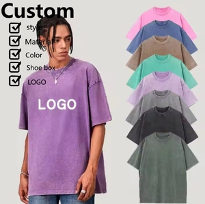 Dehan surdimensionné lavage à l'acide t-shirt Streetwear lourd 100% coton t-shirts avec Logo goutte épaule graphique t-shirt - Product Image 1