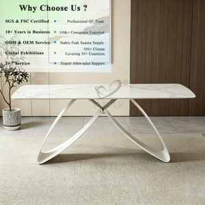 Table à manger OKAY Furniture 6 places avec plateau en pierre frittée et pieds en métal, table à manger en céramique pour <span class=keywords><strong>restaurant</strong></span> - Product Image 1