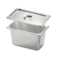 Liyunda 1/4 150mm Gastronorm GN Pan en acier inoxydable, récipient alimentaire pour buffet, matériau 201 304 avec couvercle pour hôtel et restaurant