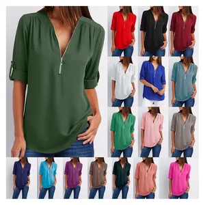 Women's Blouse Petal Sleeve Fashion Designer Chiffon T-Shirts (Plus Size)