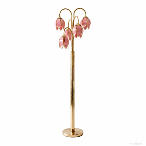 Lámpara de Pie con Pétalos de Cristal en Forma de Tulipán, Base de Metal, Portalámparas E26, Lámpara Decorativa para Sala de Estar - Product Image 4