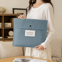 Tas Organizer Dokumen Terisolasi Non-Woven Grosir 50x42cm dengan Kancing Tekan, Tahan Air, untuk Laptop Kantor