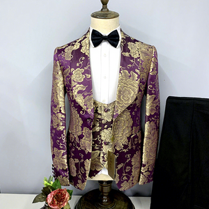 Nuovo Abito da Uomo 2026 di Alta Gamma con Motivo Elegante per Banchetti e Matrimoni, <span class=keywords><strong>Verde</strong></span> con Colletto a Frutta, Completo da Ballo a Tre Pezzi - Product Image 4