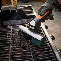 Nettoyeur de barbecue sans fil avec brosses métalliques renforcées, sûres et amovibles, brosse électrique pour grillades, kit 3-en-1