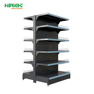 Combo para Supermercado Highbright: Estantes Metálicos Resistentes, Refrigerador Abierto y Mostrador de Caja - Product Image 5