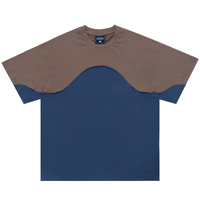 Vert fossette Logo personnalisé Colorblock t-shirt coupé et coudre pull coton t-shirt surdimensionné Patchwork deux tons t-shirt hommes