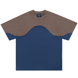 Green Dimple Custom Logo Colorblock Tshirt Cut And Sew Pullover Cotton T <strong>shirt</strong> Oversized <strong>Patchwork</strong> Two Tone T <strong>shirt</strong> Men - Product Image 3