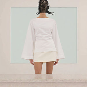 Camisetas de Verano 2025 para Mujer, Casuales, Transpirables, Holgadas, con Tiras, 100% Algodón, Blancas, Lisas, de Manga Larga, Alta Calidad - Product Image 3