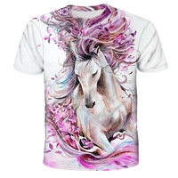 Camiseta unisex Vintage con estampado 3D de caballo blanco, camiseta de manga corta para hombre y mujer, camisetas informales con diseño de animales