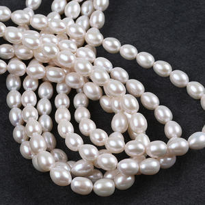 Perles d'eau douce de Zhuji, forme de riz, 9-10 mm, blanches, couleur rose naturelle, perles en vrac pour bricolage, produit semi-fini, vente en gros - Product Image 3
