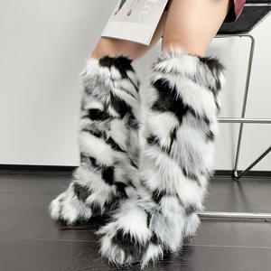 2025 נשים מכירה חמה ברך גבוהה גבוהה באמצע עגל מטושטש פרווה חמה פרווה חמה - Product Image 5