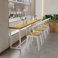 Ensemble table et chaises pour café, salon de thé, style bois naturel, table longue et étroite murale pour snack-bar et magasin de proximité