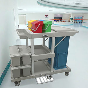 Chariot de nettoyage multifonctionnel commercial pour hôtel, en plastique, avec double seau, pour le service de nettoyage - Product Image 3