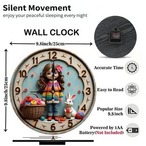 Round Wooden Wall <b>Clock</b> 25x25Cm Nordic Style Silent Indoor Home Living Room Decoration <b>Clock</b> - Product Image 2