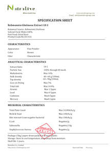 Manufacurter ISO <span class=keywords><strong>100%</strong></span> doğal Rehmannia Glutinosa özü 10:1 lal toplu tedarik - Product Image 2