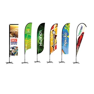 Banner volante a goccia personalizzato pubblicità Beach Flagpole vendita ora Open House Car Wash Swooper Feather Flag con Base a punta