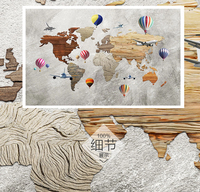 Décoration murale de style industriel avec carte du monde, décoration intérieure de restaurant, café, papier peint autocollant