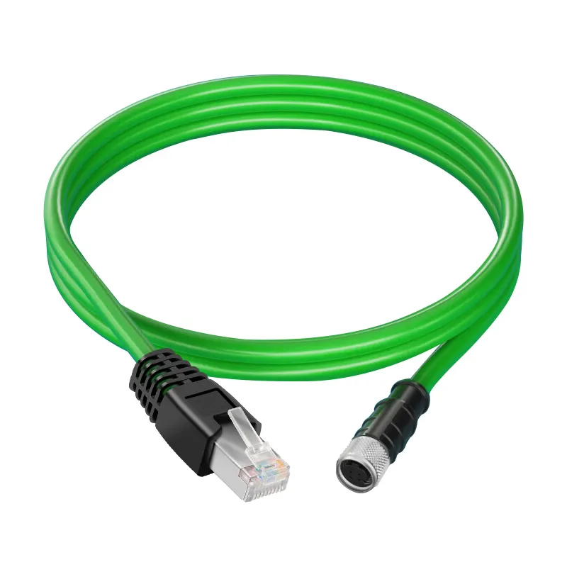 Conector M12/RJ45, código D de 4 pines a conector Ethernet Rj45, Cable Profinet Cat6, Cable Ethernet Industrial, cable de cadena de arrastre