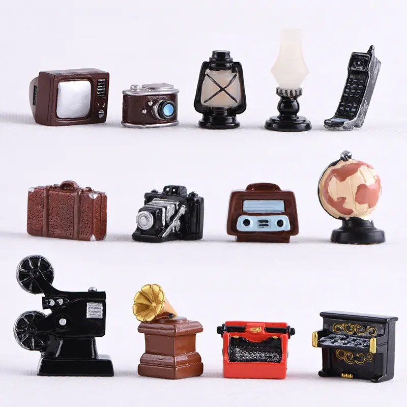 Yiwu insheen artesanato boneca casa diy retro 3d miniatura instrumentos musicais ferramentas domésticas resina cabochão