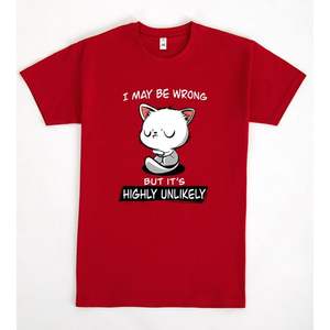 Camiseta Roja con Gráfico de Gato, Diseño 'Puedo Estar Enfollado Pero Es Muy Difícil Que Esté Enfollado', Ropa Promocional - Product Image 1