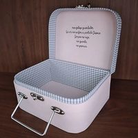 Valise personnalisée argentée pour bébé garçon boîte à souvenirs de naissance organisateur nouveau-né vêtements couverture douche valise coffret cadeau