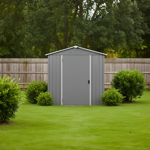 Caseta de Almacenamiento Metálica para Exteriores de 6 pies x 5 pies, Construcción de Acero Gris, Resistente a la Intemperie, Solución de Almacenamiento para Exteriores - Product Image 2
