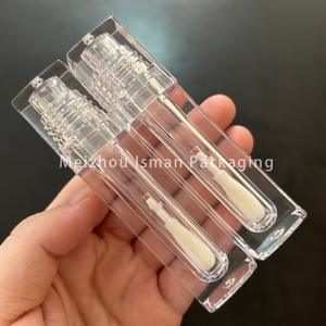 Tube de brillant à lèvres vide ISMAN 4 ml, carré, entièrement transparent, avec grand applicateur, en plastique ABS, vente en gros, emballage DIY rechargeable, flacon - Product Image 3