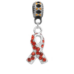 Colgante de Metal con cristales para cáncer de pulmones, accesorio de color rojo, naranja y blanco, con cinta de concientización sobre el virus del pecho - Product Image 3